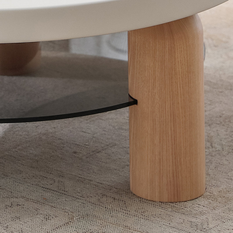 Table basse de style crème avec pieds en bois de frêne, Noir / Burlywood, Noir / blanc