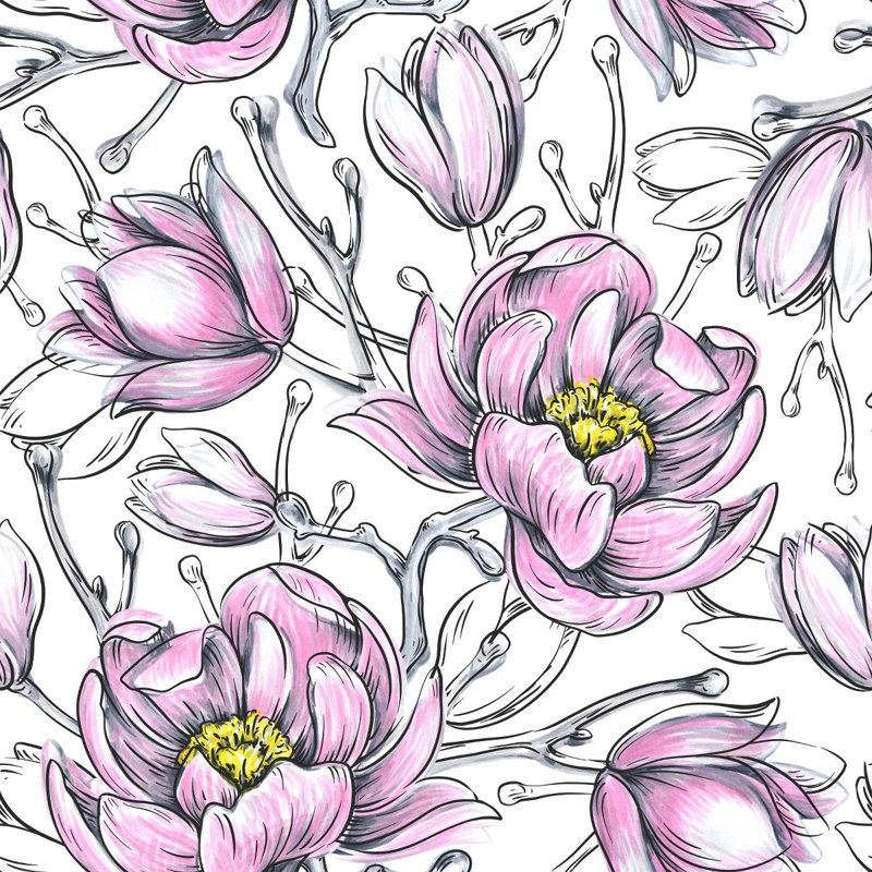 Panneau de papier peint adhésif 8,33 pi x l 100 po Flowers, L 8,33 pi x l 100 po