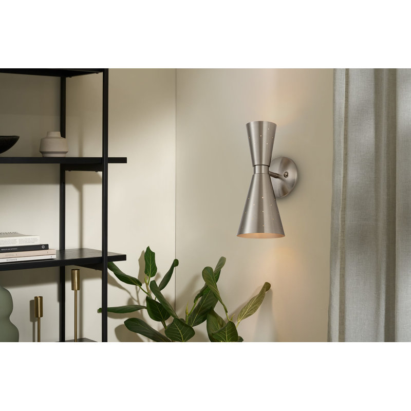 Applique murale à 2 lumières Tonino, Nickel brossé, Nickel brossé