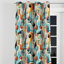 Orange, turquoise, rétro Revival Geometric I - Rideau à œillets moderne - Velours obscurcissant - 1 panneau