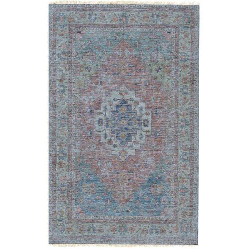 Coral Handwoven Wool Faded Medallion Motif Classic Traditional Modern Contemporary Carpet Rug, 9' x 12'