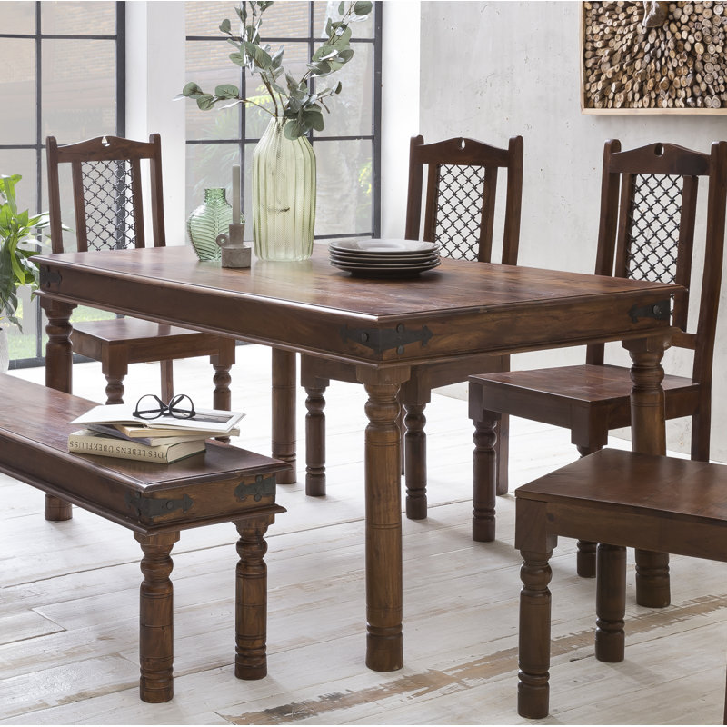 Lugano Solid Wood Top Dining Table, 76cm H x 180cm L x 90cm W
