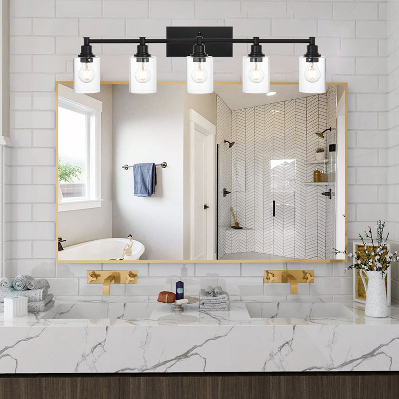 Éclairage pour meuble-lavabo à 5 lumières Fosque, Noir
