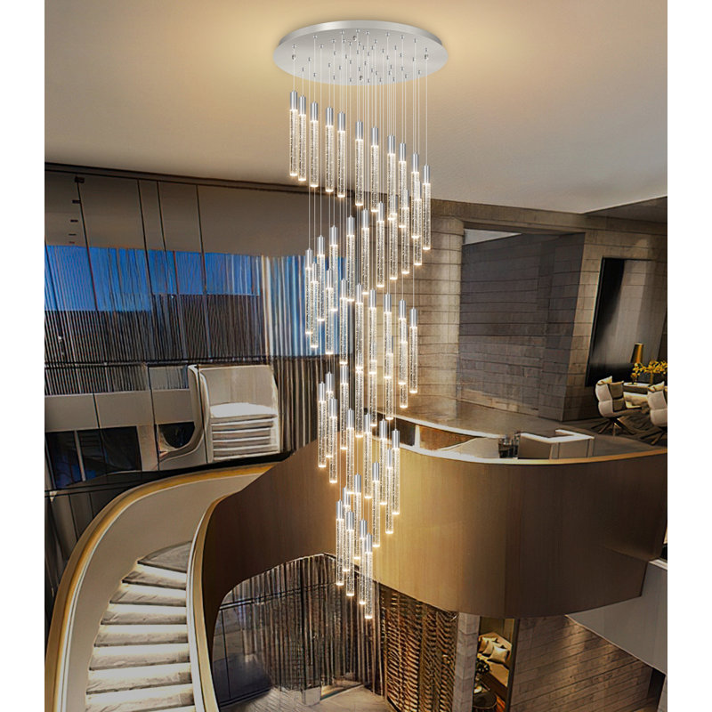 Lustre en cristal, Argent argent, 48, H 236 po x l 31,5 po x P 31,5 po