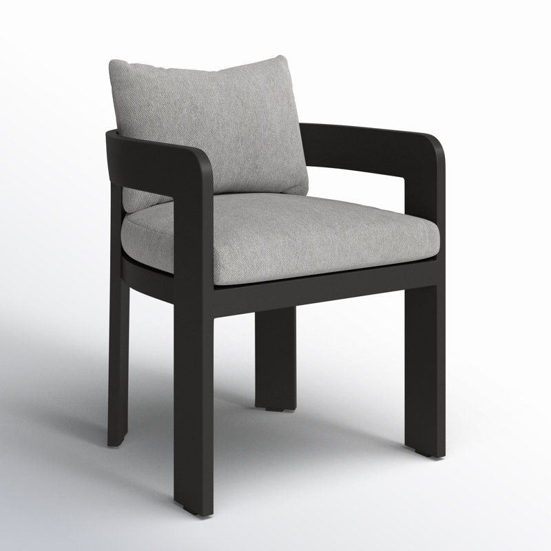Jackson Outdoor Dining Armchair, Concha Fog/Dark Gray
