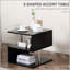 Table de bout moderne de 20 pouces avec design en forme de S, tablette de rangement et poteaux en acier durable pour une stabilité et un style améliorés