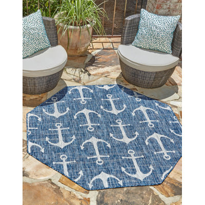 Glidden Geometric Power Loom Polypropylene Plastic Rug