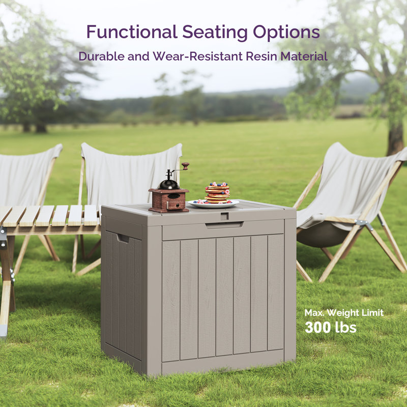 30 Gallon Deck Box, Outdoor Lockable Storage Resin Box for Package-Sports Equipment-Garden Tools, Waterproof and UV Resistant Patio Storage Box