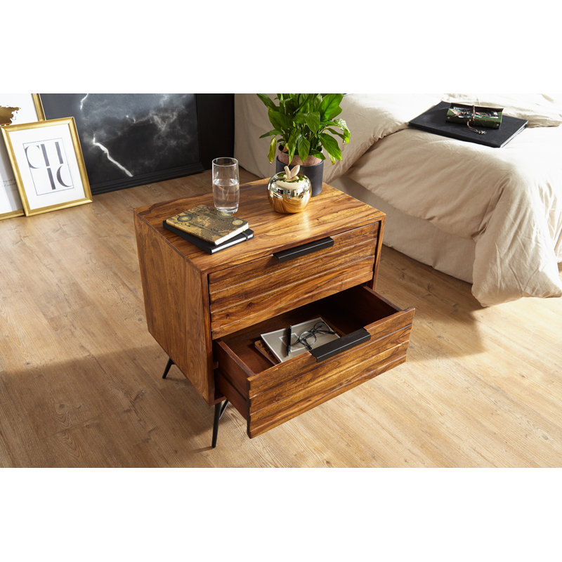 Myres 60cm W Metal Bedside Table
