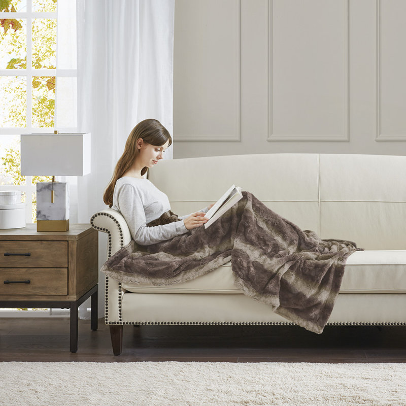Oversized Faux Fur Throw, Brown