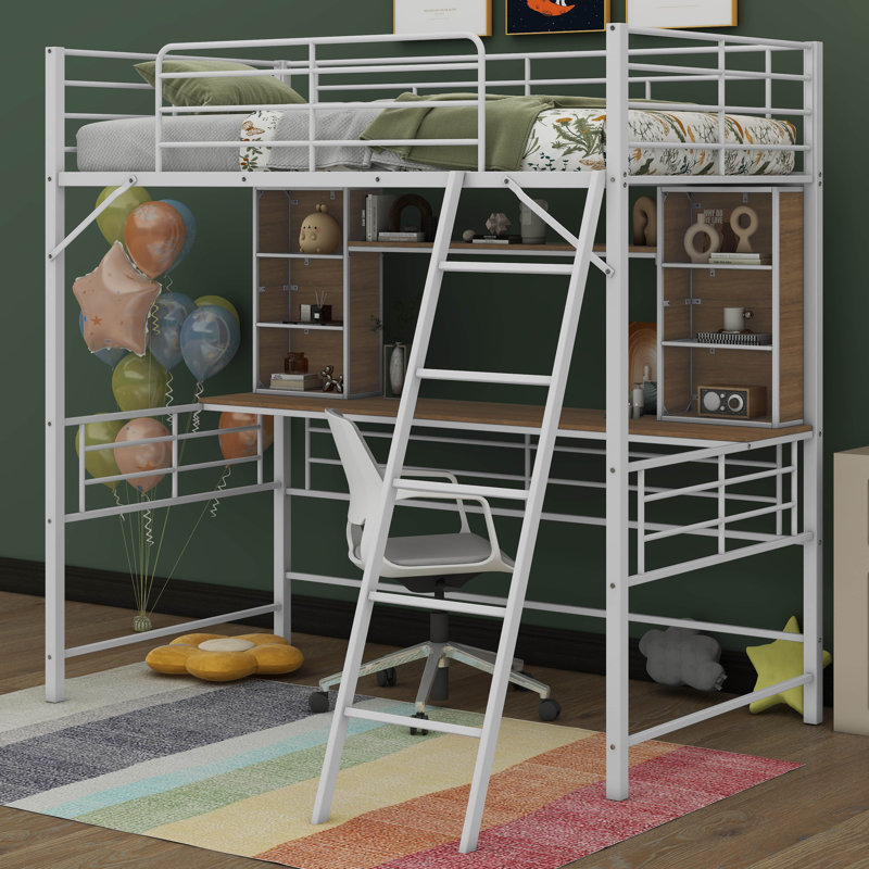 Lit mezzanine Damir, pour enfants, Double, Blanc