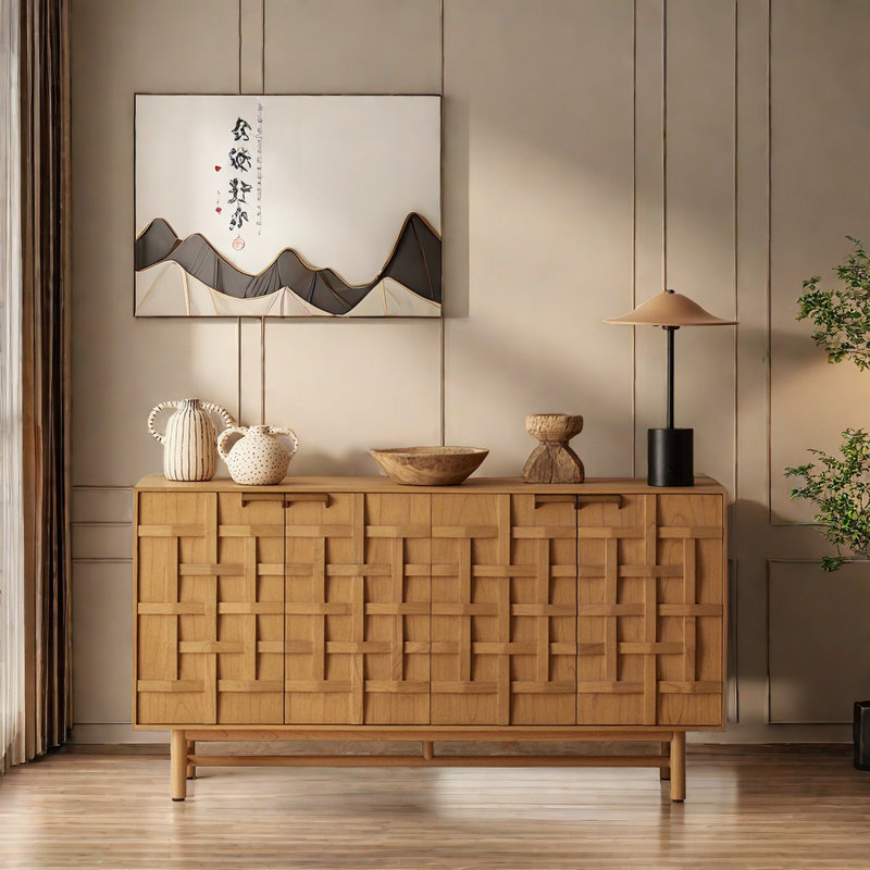 Solid Wood Vintage Accent Cabinet, Burlywood