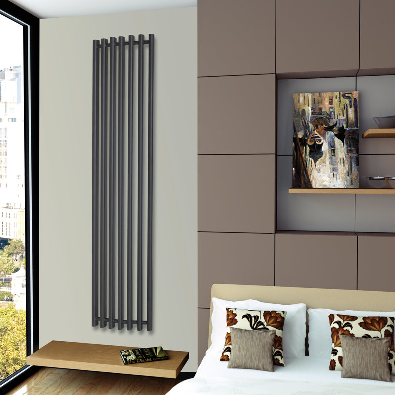 Bernard Vertical Designer Radiator, Black, 176cm H x 39cm W x 6cm D