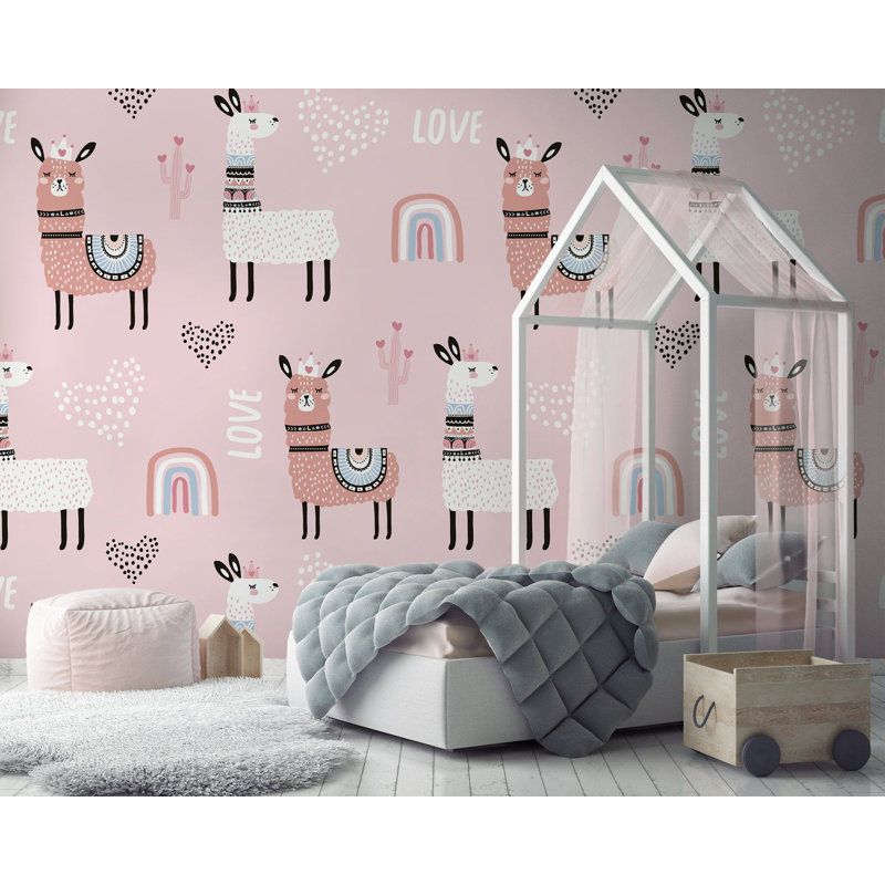 Papier peint amovible Kids, L 35,04 po x l 55 po, Rose