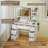 41.3" Makeup Vanity with Adjustable Lighted Mirror, 7 Drawers & Open Shelves, Modern Dressing Table with Charging Station for Bedroom