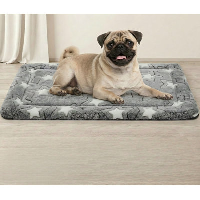 Dog Crate Pad, Dual-Sided Kennel Mat Featuring Cool and Warm Sides, Machine-Washable, Cozy Star-Pattern Resting Pad for Small, Medium, and Large Dogs, Suitable for All-Weather Use, Fits 30 by 20 Inch Dog Crate, Gray Tone