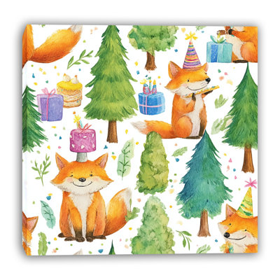 Joyful Woodland Celebration Wrapped Canvas Wall Art