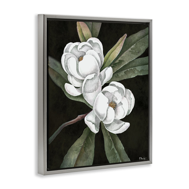 Cadre flottant Vintage Bay Magnolia, design par Paul Brent, H 21 po x l 17 po, Cadre flottant gris lustré