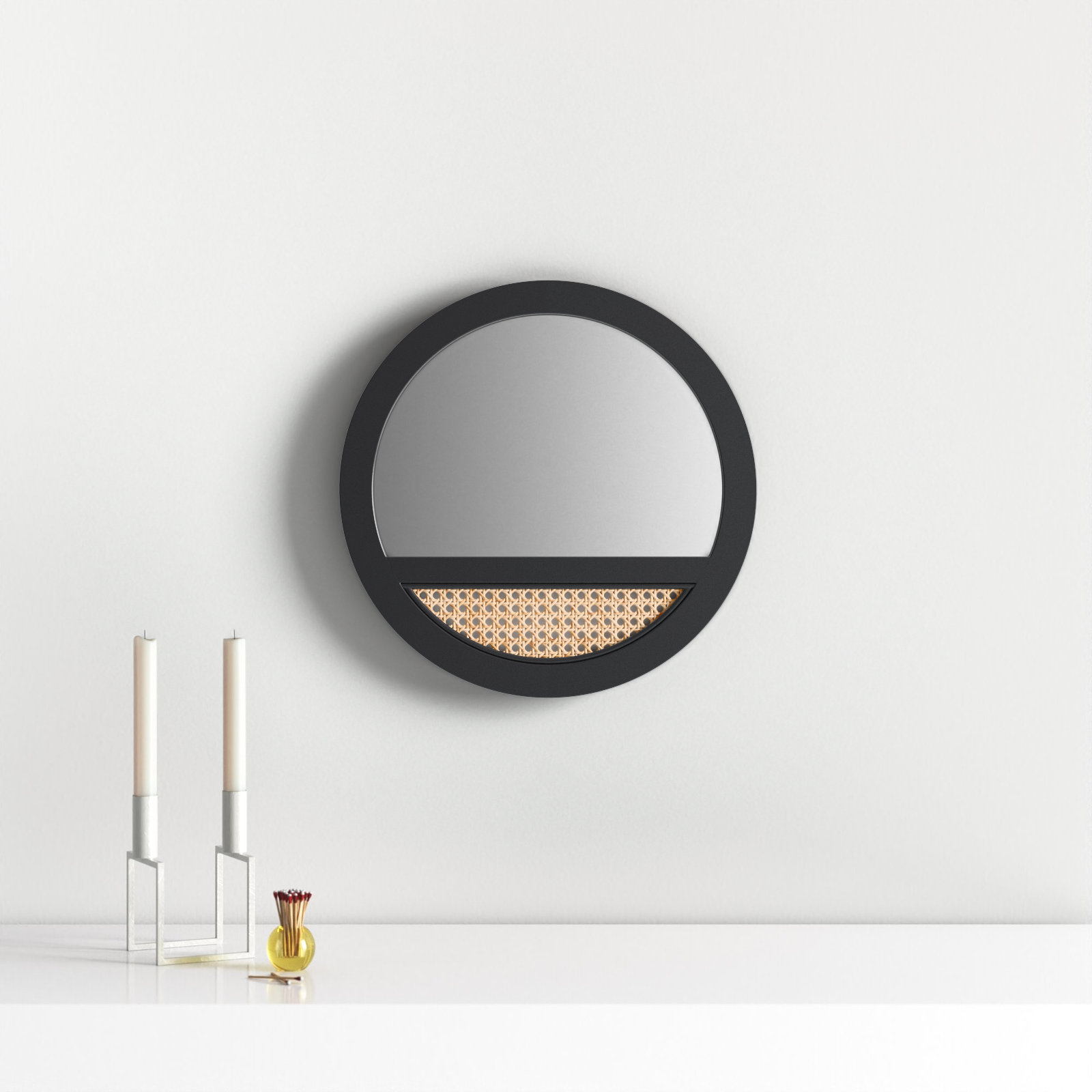 Ernesto 24" Accent Mirror, 17.50" x 17.50", Black