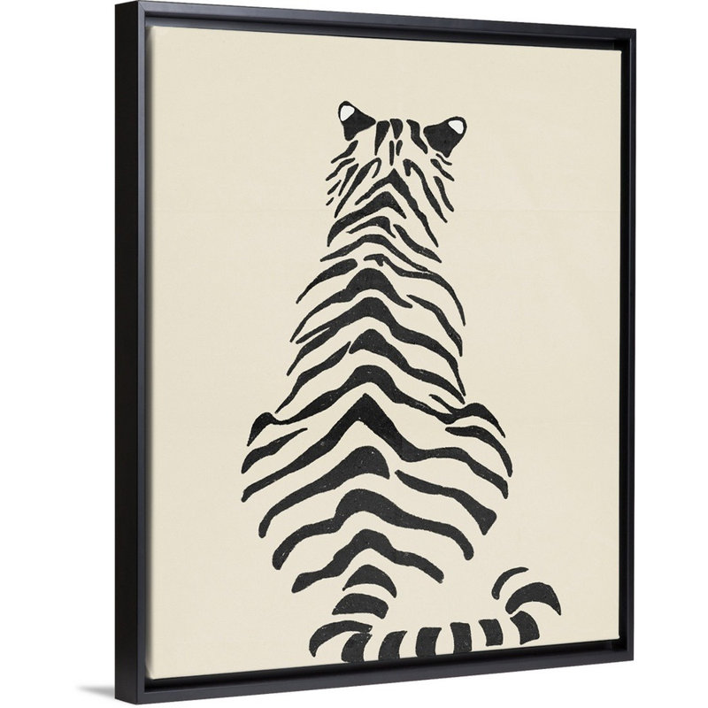 Art encadré pour enfants tiger ii, Cadre pour toile flottant noir, H 45 po x l 36 po x P 1,2 po