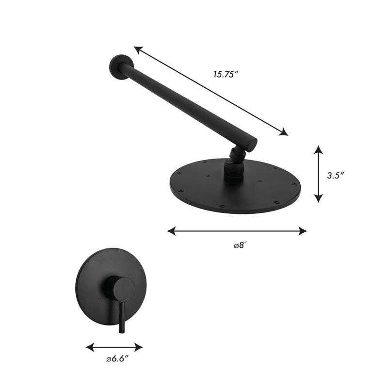 Complete Shower System with Rough-in Valve, Matte Black