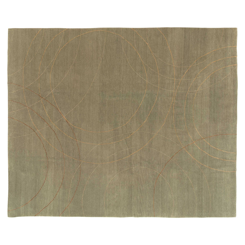 Cirque Geometric Area Rug in Gold/Green, Rectangle 6' x 9'