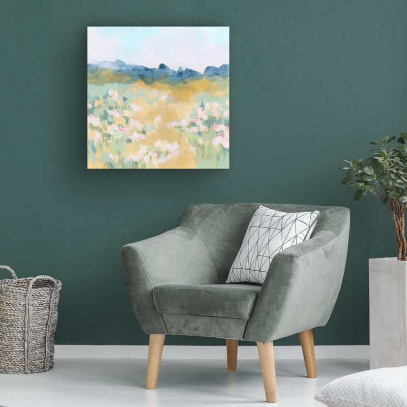 "Champ de fleurs d'ocre I" sur toile, H 18 po x l 18 po