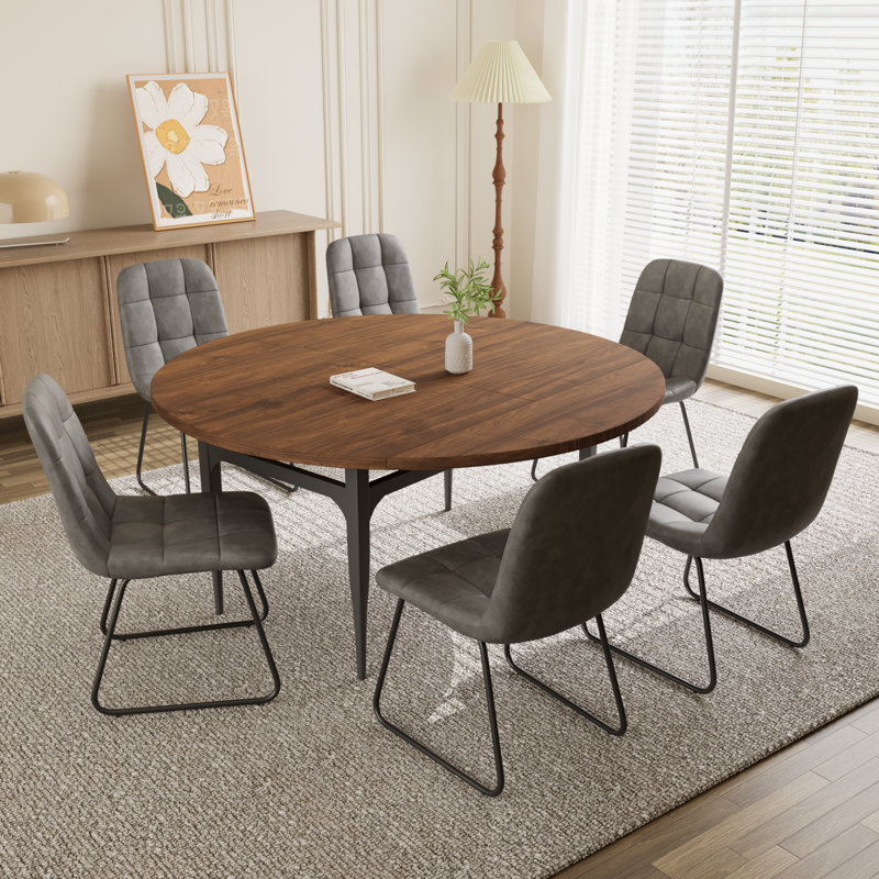 Ensemble de table de salle à manger 55,1 po, table de cuisine moderne pour 4 à 6 personnes, pieds en acier, ensemble de salle à manger à piédestal avec chaise de salle à manger, gain de place