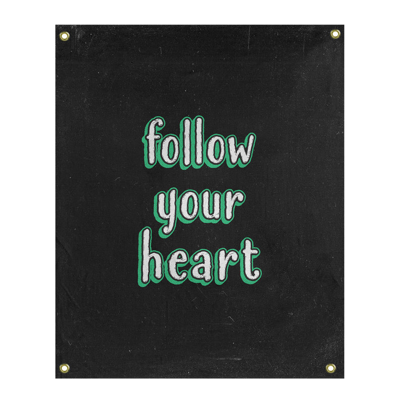 Tapisserie tableau noir en polyester suivre votre citation cardiaque, H 59 pi x l 50 po, Vert