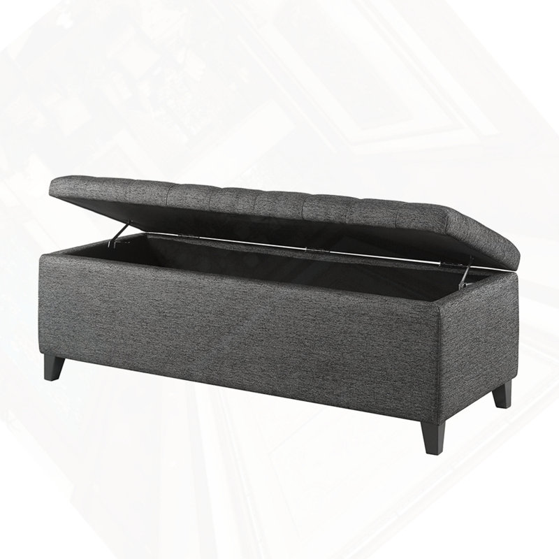 Banc de rangement capitonné à fermeture douce, Charcoal
