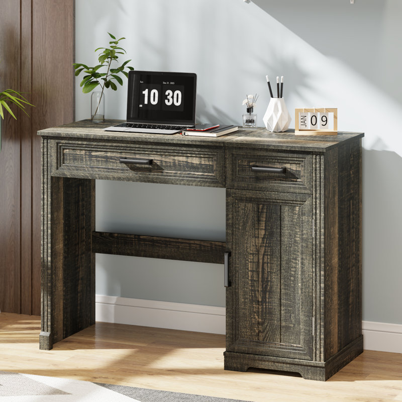 Bureau de coiffeuse avec miroir, tiroirs de rangement et tablettes réglables - Table de maquillage pour chambre à coucher