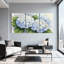 Tableau mural sur toile tendue à motif floral d'hortensias bleus et blancs (ensemble de 3)-404788317