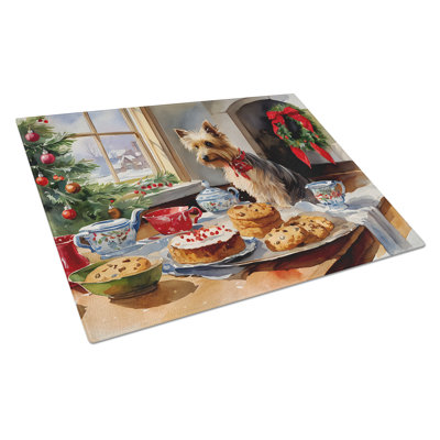 Silky Terrier Christmas Cookies Glass Cutting Board