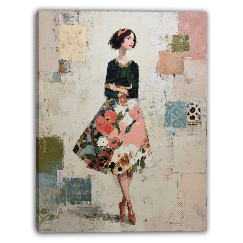 Art doré doré - Femme chic avec jupe florale