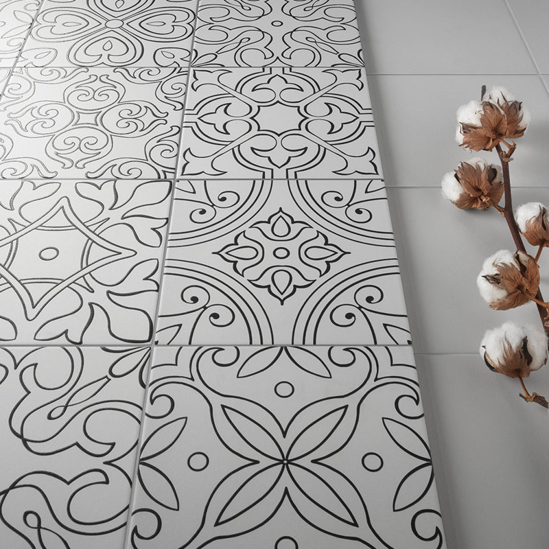 Helix 8X8 Porcelain Tile, White