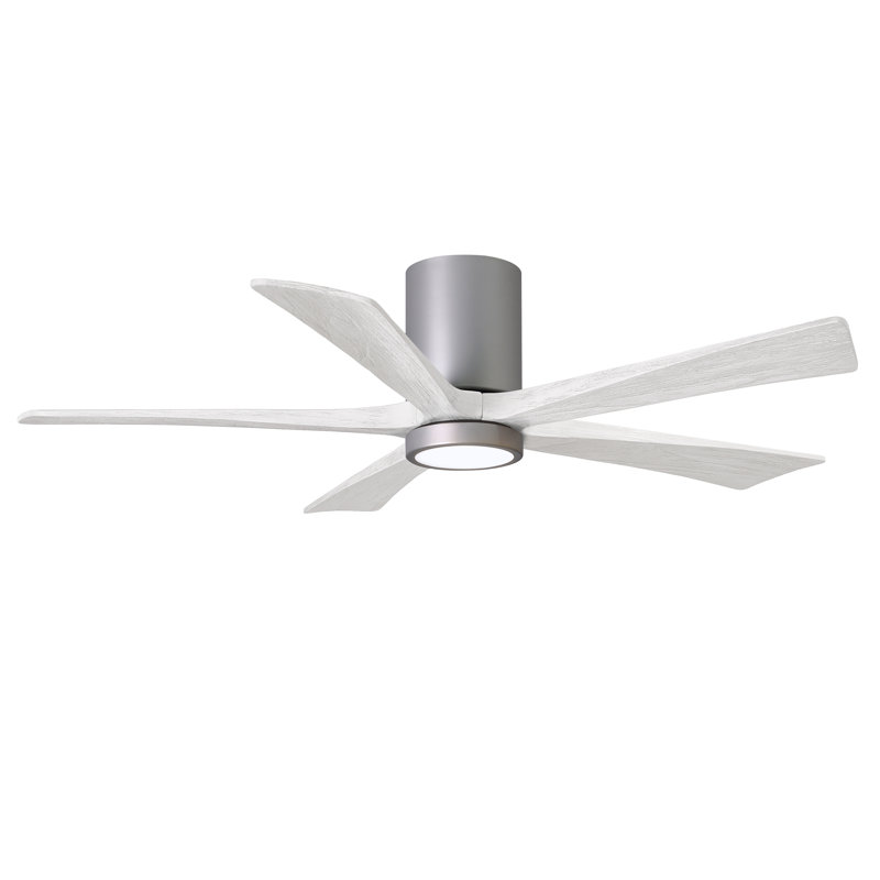 Ventilateur de plafond à 5 pales DEL avec ensemble d'éclairage inclus Irene, Nickel brossé, 52", Blanc mat