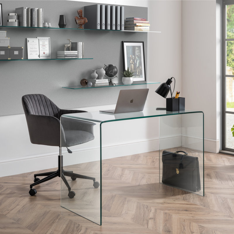 Cordelia Velvet Office Chair, Grey, Black