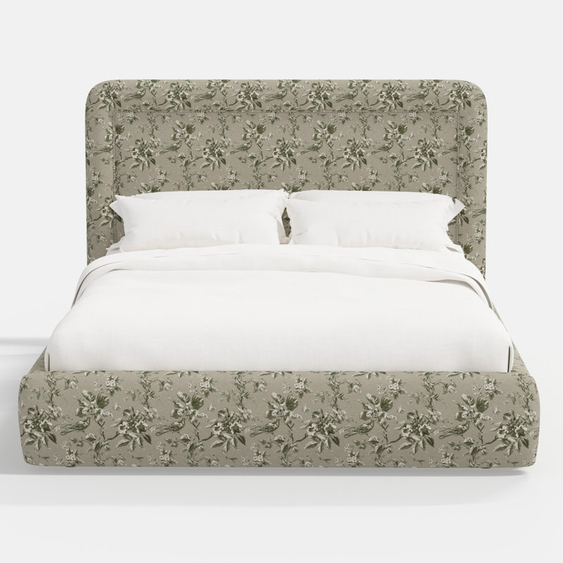 Stoffer Home x Cloth and Co. Marisa Bed, King, Michigan Bird Toile Olive