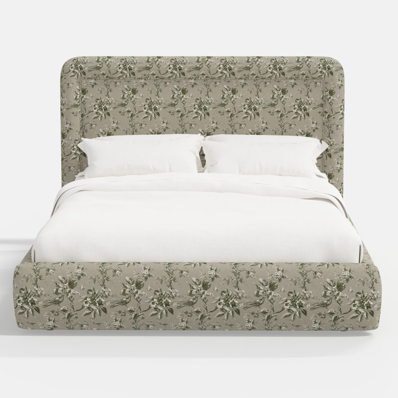 Stoffer Home x Cloth and Co. Marisa Bed, California King, Michigan Bird Toile Olive