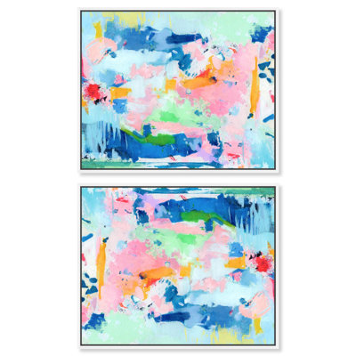 «Peaceful Haven», ensemble de 2 toiles abstraites bleues par Art Remedy