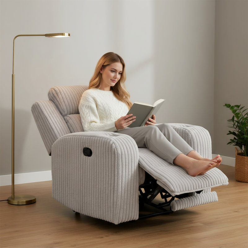 Single-seater Gray Electric Recliner Sofa, Manually Adjustable Faux Fur Recliner Sofa, Gray