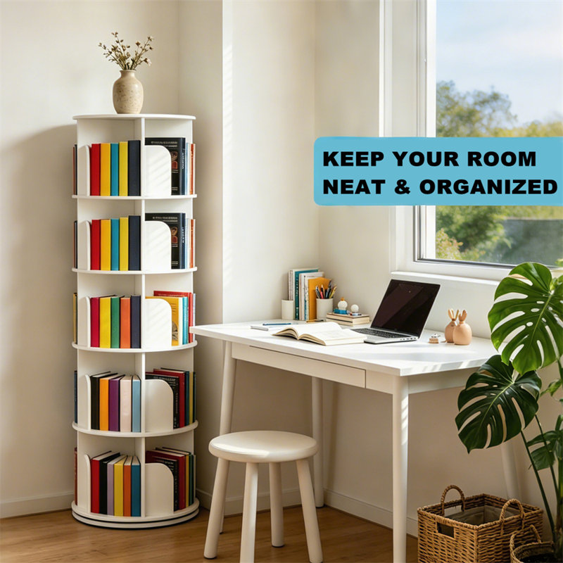 5 Tier Rotating Bookshelf Tower