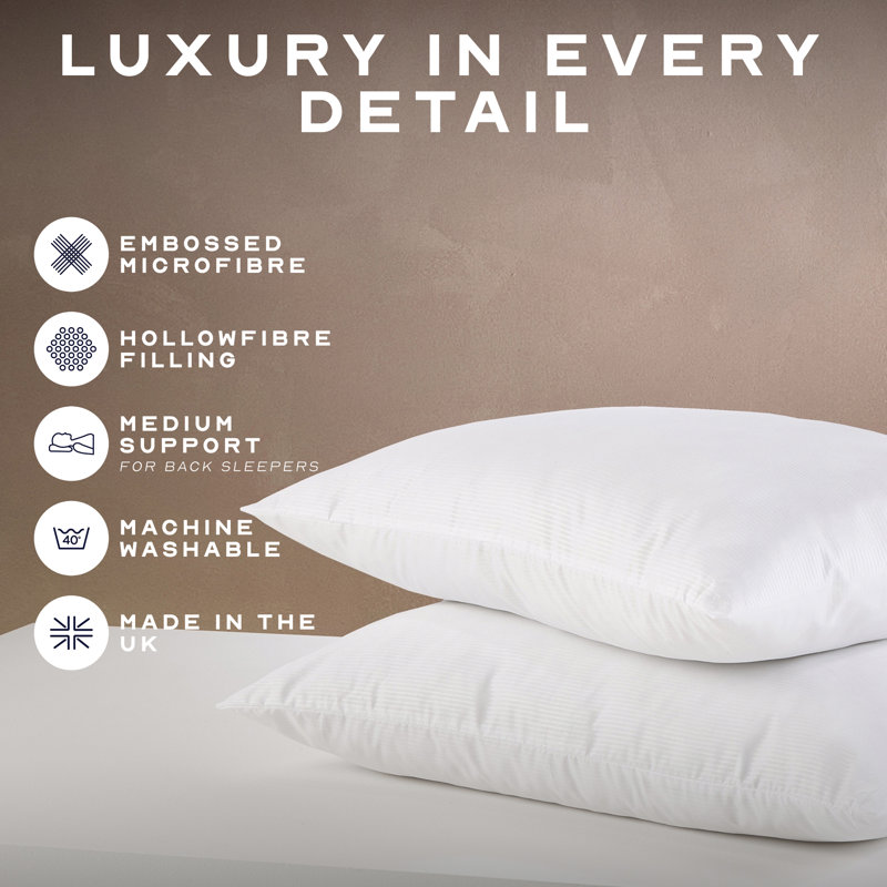 Snuggledown Scandinavian Hollowfibre Medium Support Back Sleeper Pillow (Pack of 4)