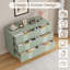 Commode 6 tiroirs cannelée pour chambre à coucher, commode moderne de 36,85 po avec poignées en métal, commode de rangement en bois pour le salon-1163283521