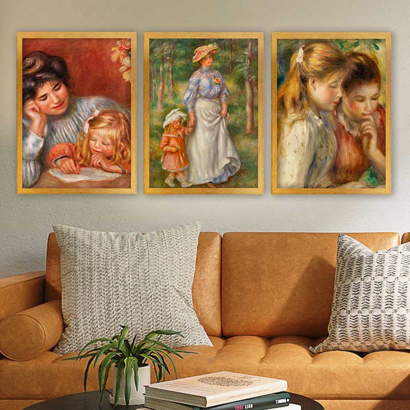 Superbe ensemble de peintures décoratives encadrées (3 pièces) de 21,7 po x 29,5 po chacune | Cadre 100% bois avec polystyrène de 0,8 pouce | Impression numérique UV | Parfait pour la décoration murale de salon, de bureau et de galerie