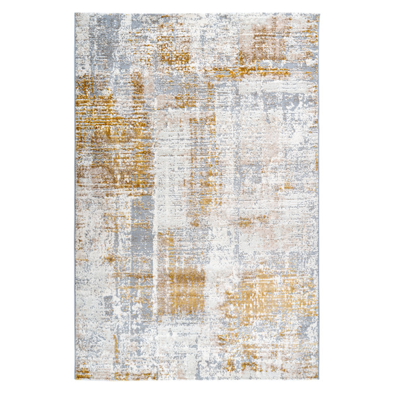 Salsa Abstract Area Rug, Rectangle 200 x 290cm, Mustard