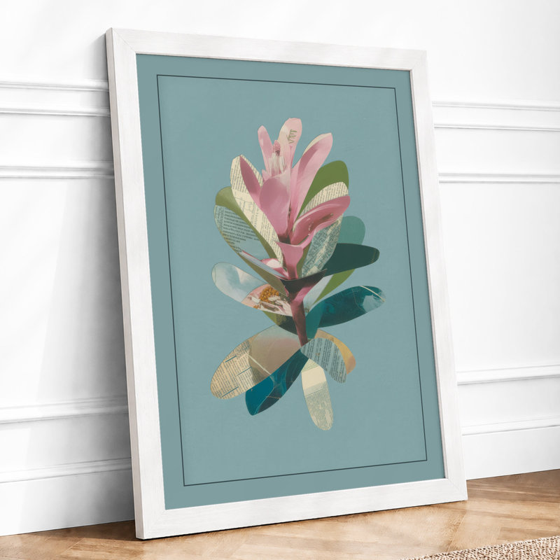 Spired Pink Blossom Botanical - Framed Print, A3 - 42.0 x 29.7 cm, White