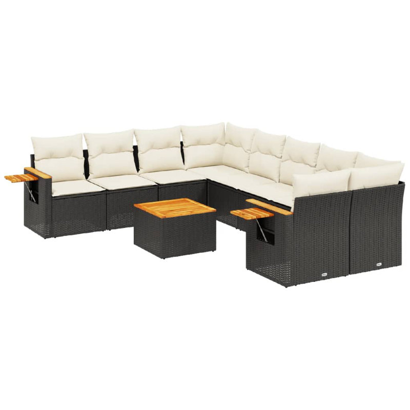 Ensemble de canapé modulaire en rotin PE noir 9 pièces Vidaxl