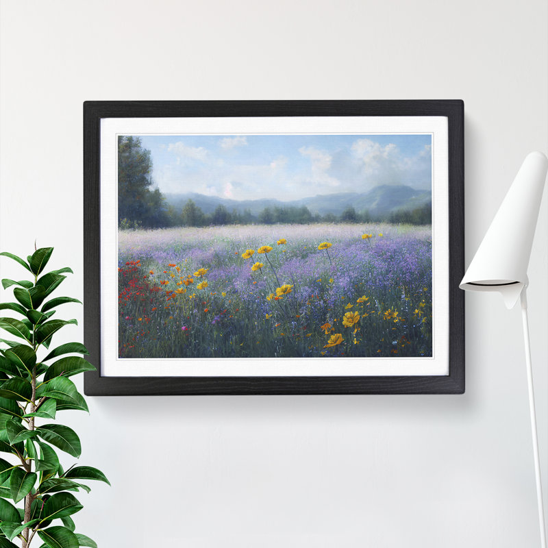 Distinguished Wildflowers Floral - Single Picture Frame Painting, 25cm H x 34cm W x 2cm D, Black