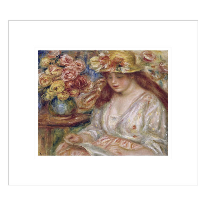 «The Reader» par Pierre-Auguste Renoir, impression giclée sur cadre, H 13,75 po x l 15,62 po